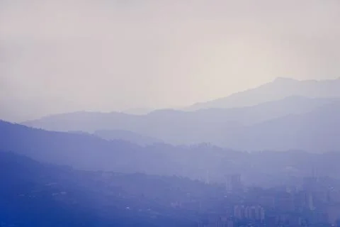 Scenic view of mountain range in dawn Stock Photos