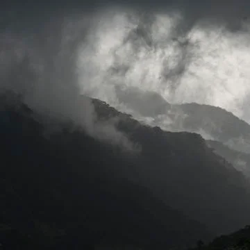 Scenic view of mountains against cloudy sky, Yelapa, Jalisco, Mexico Stock Photos