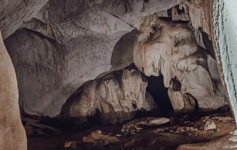 Scenic view of Natural stone pattern of mineral formations underground. Stock Photos