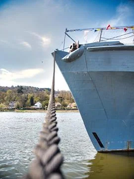 Scenic view of a naval ship pluto of the comradeship in Hameln, Germany 스톡 사진