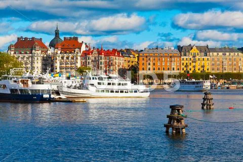 Scenic view of the Old Town in Stockholm, Sweden Stock Photos