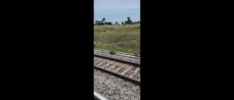 Scenic View from Outside a Moving Train Capturing Journey Landscapes Stock Footage 284782151