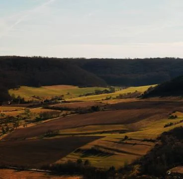 Scenic view over fields in thuringia Stock Photos