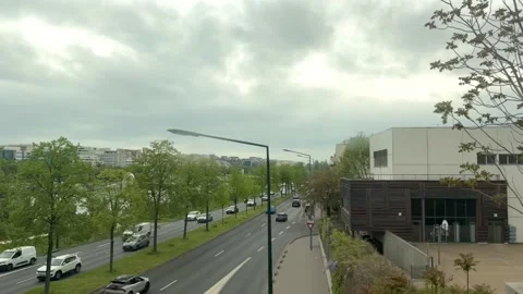 Scenic view of Paris skyline from a moving train window Stock Footage 337783004