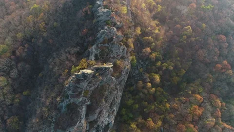 Scenic view of the peak cliffs and trees at the foot Stock Footage 153343697