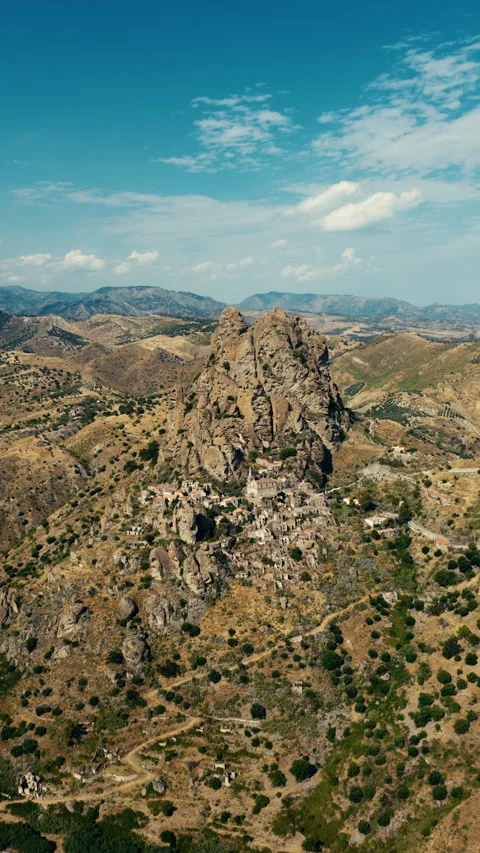 Scenic View of Pentidattilo in Calabria Stock Footage 336636078