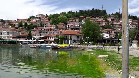 Scenic view from the pier to Ohrid Stock Footage 174655533