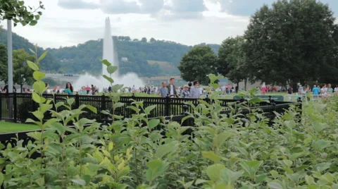 Scenic View Of Point State Park In Pittsburgh, Pennsylvania, USA Pan HD 動画素材 42354351