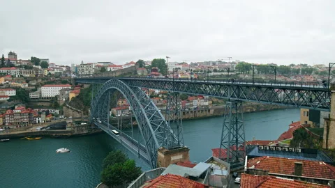 Scenic view of Ponte Luís I Bridge in Porto, Portugal, Europe in 4K. Stock Footage 169618217
