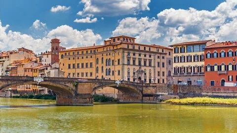 Scenic view on Ponte Vecchio in Florence, Italy Stock Footage 103854367
