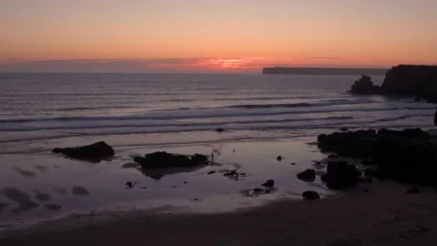 Scenic view the Praia do Tonel with the Cabo de São Vincente Stock Footage 138596255