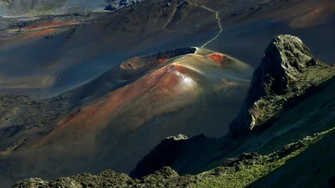 Scenic view of a remote volcanic landscape. Stock Footage 88342874