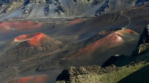 Scenic view of a remote volcanic landscape. Stock Footage 88342877