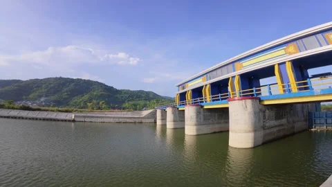 Scenic View of a River Dam Video stock 312437348