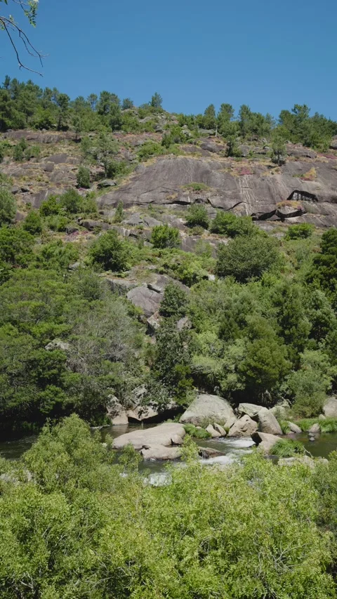 Scenic view of a river flowing through a rocky landscape 스톡 동영상 295063560