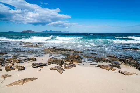 Scenic view of rocks on the beach Stock Photos
