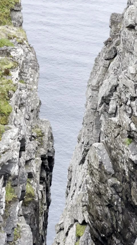 Scenic view of rocky cliffs and the Arctic Ocean at Nordkapp. Stock Footage 340332117