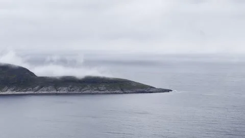 Scenic view of rocky cliffs and the Arctic Ocean at Nordkapp. Stock Footage 340332200
