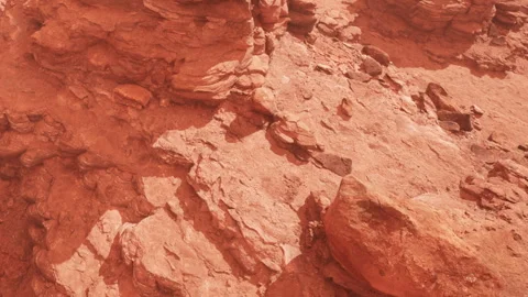 Scenic view of rocky landscape on a red planet surface during daylight Stock Footage 340623987