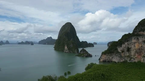 Scenic View of Samet Nangshe Viewpoint Overlooking Phang Nga Bay, Phang Nga, Video stock 334623884