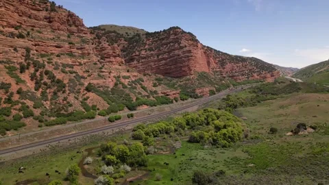 Scenic view of sandstone and limestone canyons at Canyon in Utah Stock Footage 248122966
