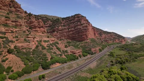 Scenic view of sandstone and limestone canyons at Canyon in Utah Stock Footage 248122979