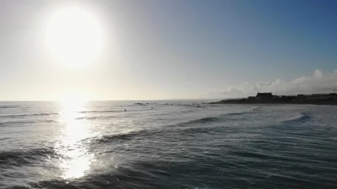 Scenic view of the sandy beach and ocean coast in Plozevet, Brittany, France Stock Footage 341882784