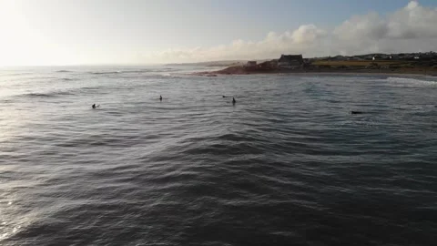Scenic view of the sandy beach and ocean coast in Plozevet, Brittany, France Stock Footage 341882800