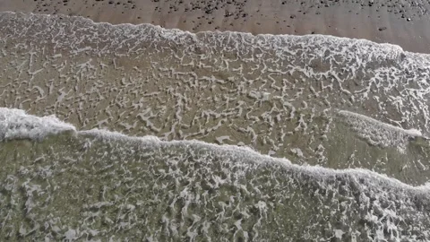Scenic view of the sandy beach and ocean coast in Plozevet, Brittany, France Stock Footage 341883047