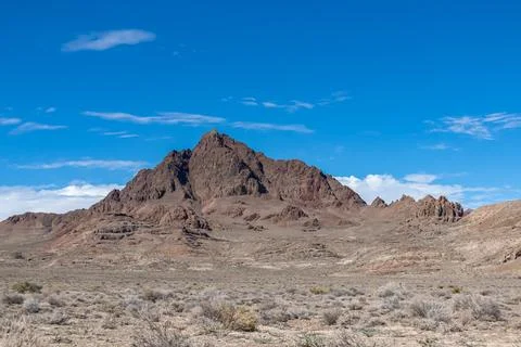 Scenic view of sharp mountain of Volcano Peak in the Silver Island Mountain.. Stock Photos