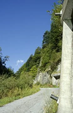 Scenic view of single mountain track Stock Photos