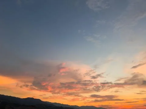 Scenic View of Sky with Clouds at Sunset 스톡 사진