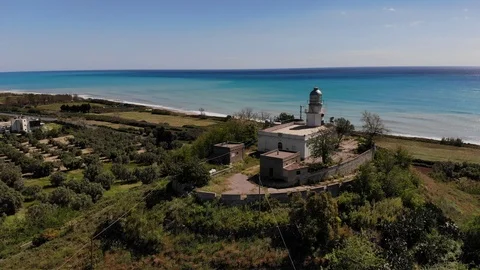 Scenic view of Stilo lighthouse in sout Italy aerial drone 4K 스톡 동영상 111312550