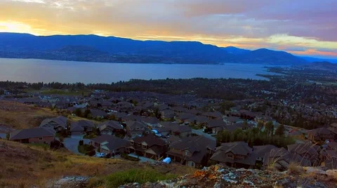 Scenic view of sunset over mountain landscape Stock Footage 60964395