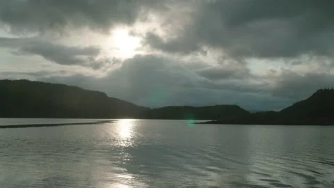 Scenic view of sunset in Thorne Bay Alaska Stock Footage 195019598