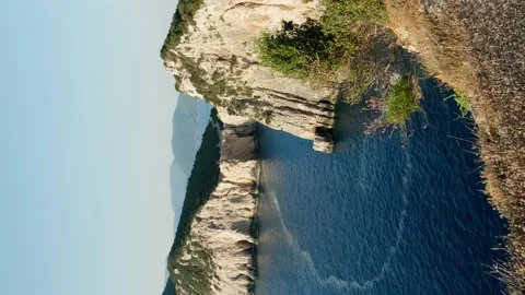 Scenic view at tall cliffs in Ionian sea, Lefkada island. Stock-Footage 158330557
