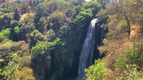 Scenic view of Thompson Falls in Kenya Stock Footage 171557574