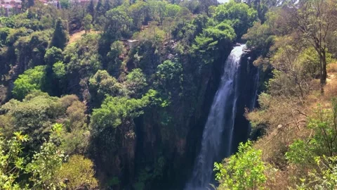 Scenic view of Thompson Falls in Kenya Stock Footage 171557578