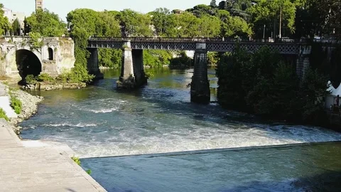 Scenic view of the Tiber River with rushing white water Stock Footage 330115957