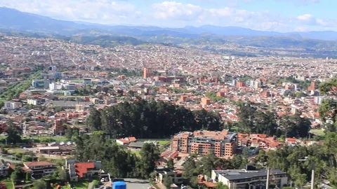 The scenic view on top of a bus while driving down a steep hill Stock Footage 107685722