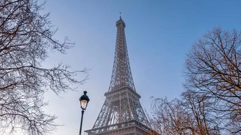 Scenic view of the Tower Eiffel in Paris, France. Stockfoto's