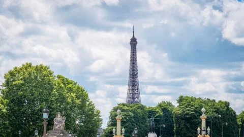 Scenic view of the Tower Eiffel in Paris, France. Stockfoto's
