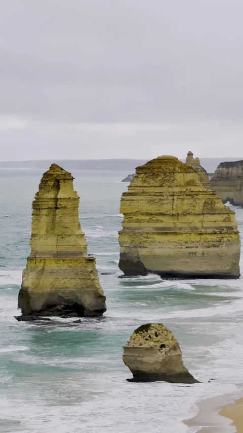 Scenic View of Twelve Apostles Limestone Stacks in Port Campbell Australia Stock Footage 324934845