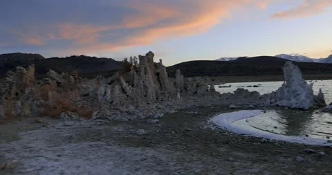 Scenic view of unique geological Tufa formations at Mono lake, California, US Stock Footage 299879770