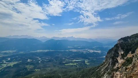Scenic view from the viewing platform red wall (Rote Wand) in the alpine ga.. Stock Photos