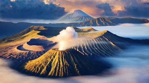 A Scenic View of A Volcano  Stock Footage 240856069