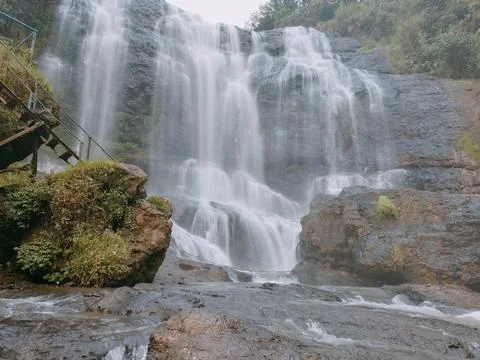 Scenic view of waterfall Stock Photos