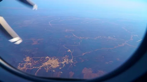 Scenic view from the window of an airplane Stock Footage 121245965