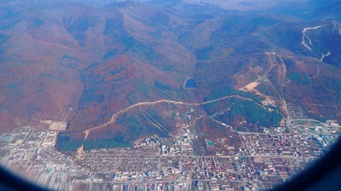 Scenic view from the window of an airplane Stock Footage 121246069