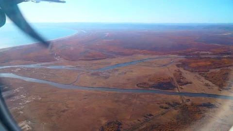Scenic view from the window of an airplane Stock Footage 121246319